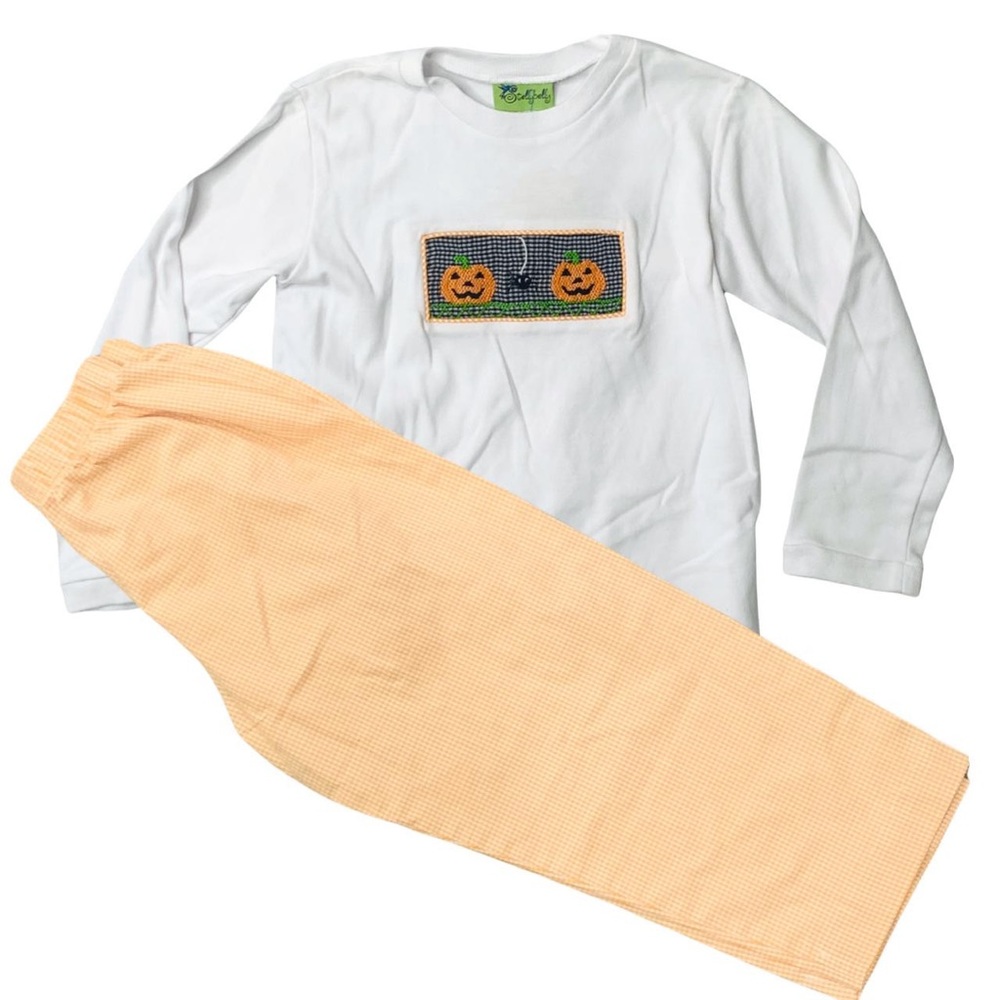 B10-Stellybelly, 4Y, l/s cotton smock tee shirt+pant set Halloween